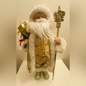 Festive Gold and White Santa Claus Costume for Kids